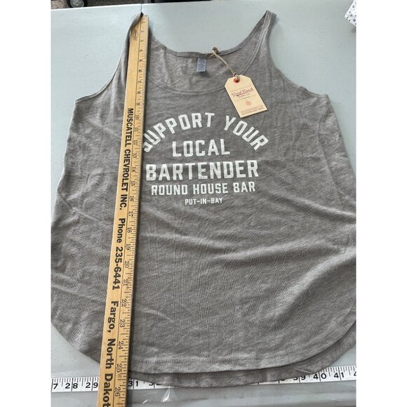Good Land Supply Co Support Your Local Bartender Tank Top Women Medium Gray NEW - Picture 5 of 7